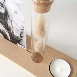 Memory Shelf / Buisje met droogbloemen / Kaars (+eigen foto)