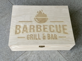 Houten kist M - BBQ opdruk