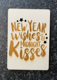 Houten kaartje 'new year wishes'