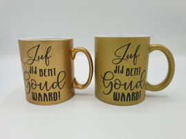 Mok glitter goud 'Je bent Goud waard'