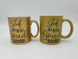 Mok metallic goud 'Je bent Goud waard'