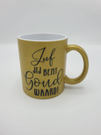 Mok glitter goud 'Je bent Goud waard'