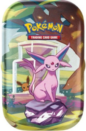 Prismatic evolutions mini tin display
