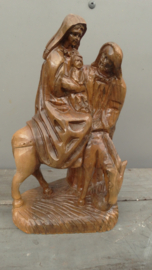 Houten beeld Maria en Jozef en baby Jezus