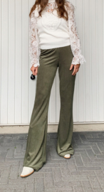 Rib Flare Legging in mos groen