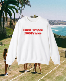 Saint Tropez 1980 France Sweatshirt, Chic Comfy, 100% Soft Cotton Crewneck Sweatshirt, Relaxed Fit, French Riviera Casual Elegance