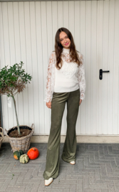 Rib Flare Legging in mos groen