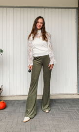 Rib Flare Legging in mos groen