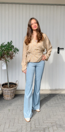 Flare Legging Rib licht Blauw
