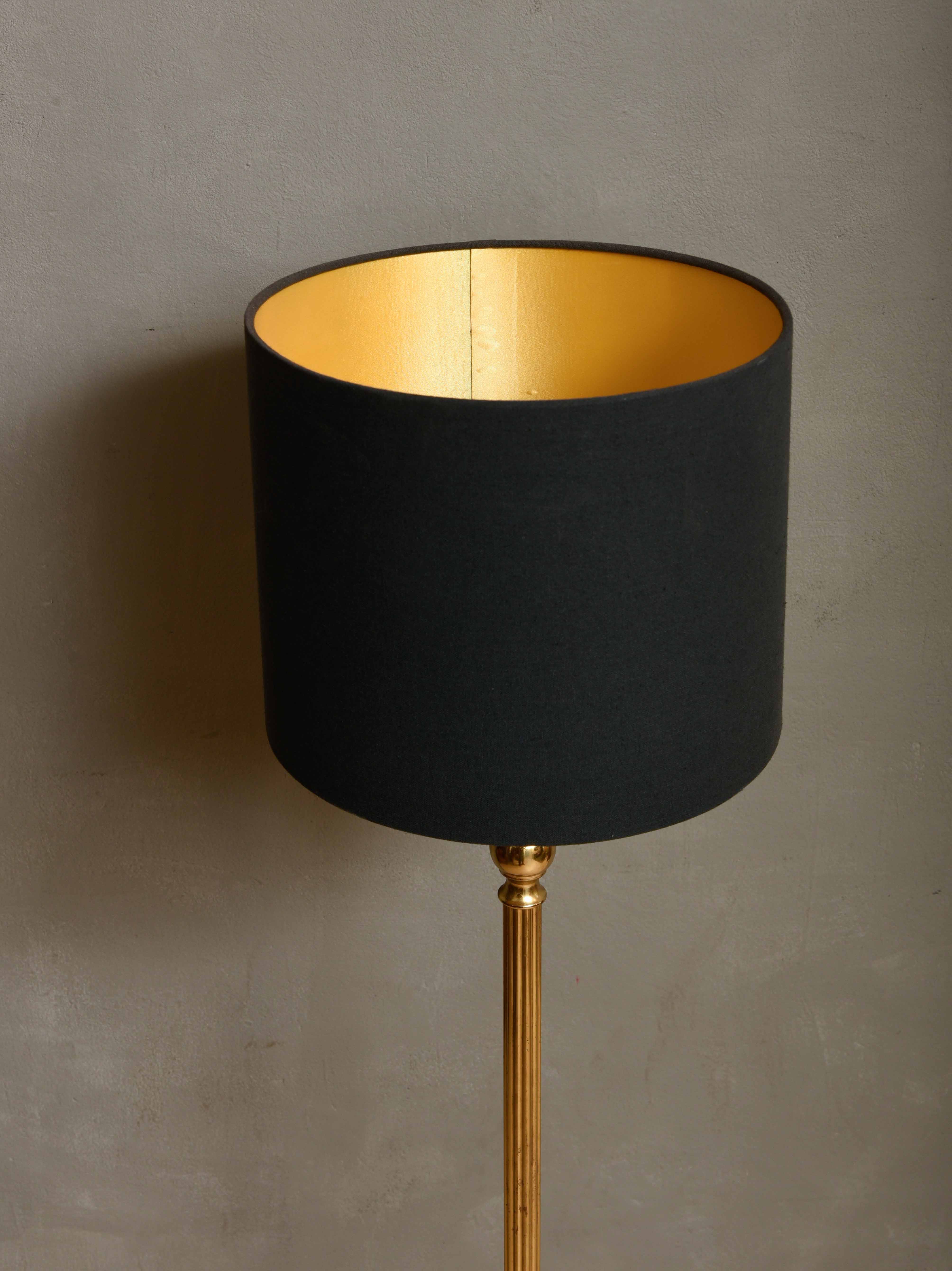 Vintage Gouden Vloerlamp met Zwarte Kap