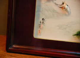 Vintage Chinees Diorama - Kraanvogels