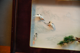 Vintage Chinees Diorama - Kraanvogels