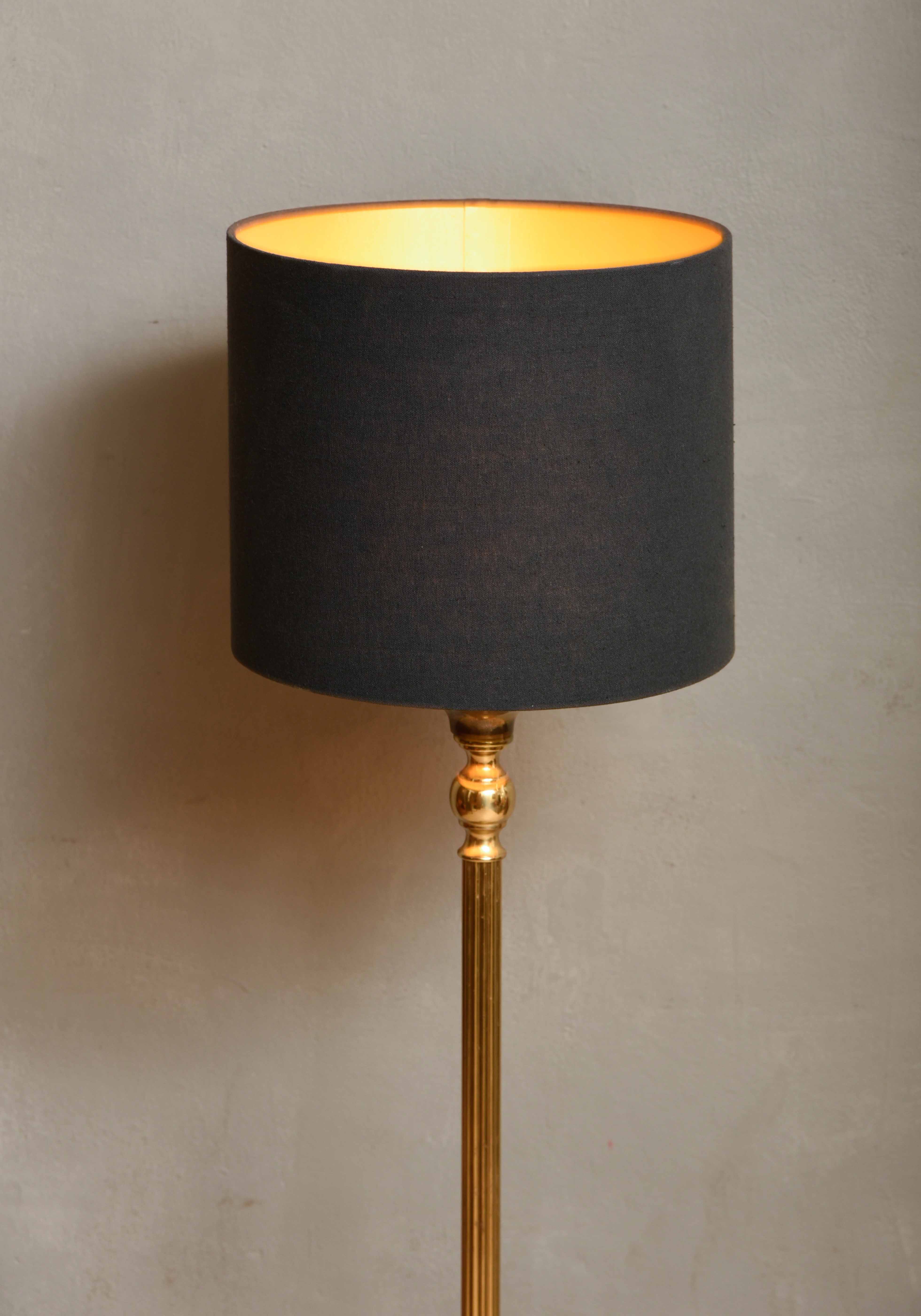 Vintage Gouden Vloerlamp met Zwarte Kap