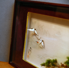 Vintage Chinees Diorama - Kraanvogels