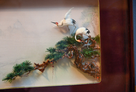 Vintage Chinees Diorama - Kraanvogels