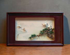 Vintage Chinees Diorama - Kraanvogels