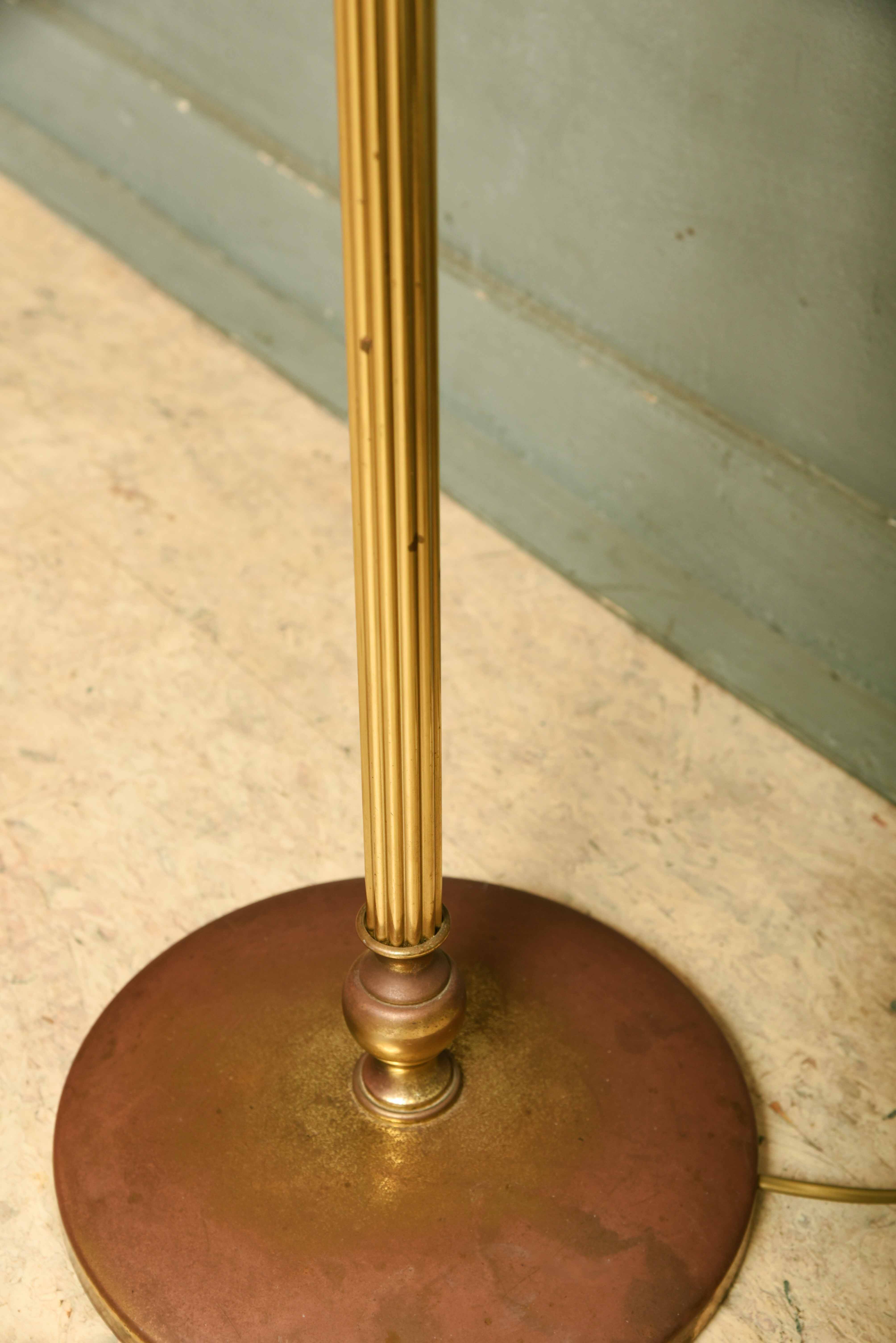 Vintage Gouden Vloerlamp met Zwarte Kap