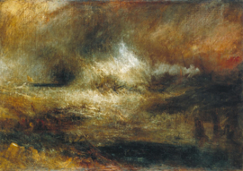 Turner, Stormachtige zee met brandend wrak