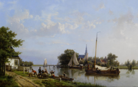 H. Koekkoek, Aken op een kanaal in de zomer