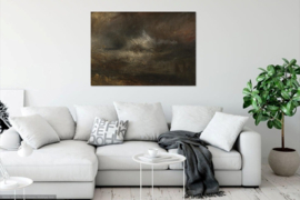 Turner, Stormachtige zee met brandend wrak