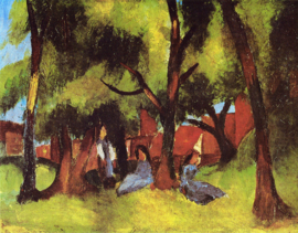Macke, Kinderen onder bomen in de zon