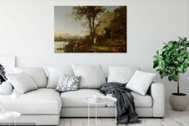 Cuyp, Landschap met ruiter, mensen en vee
