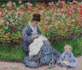 Monet, Camille Monet en kind in de tuin