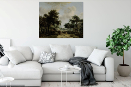 Hobbema, Boslandschap met vrolijk gezelschap op een kar