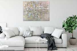 Mondriaan, Compositie no. II in blauw, grijs en roze