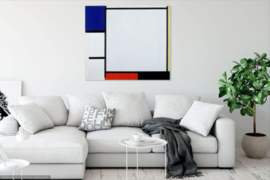 Mondriaan, Compositie met blauw, geel, rood, zwart en grijs