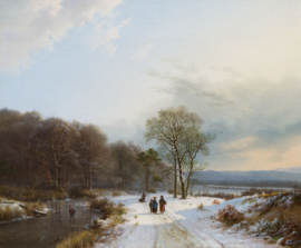 B.C. Koekkoek, Winters boslandschap met figuren