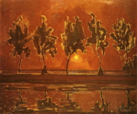 Mondriaan, Bomen bij het Gein, opkomende maan