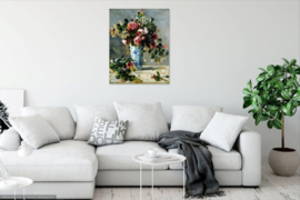 Renoir, Rozen en jasmijn in een delfts blauwe vaas