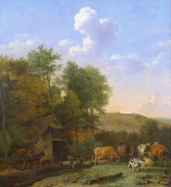 Potter, Landschap met vee bij een schuur