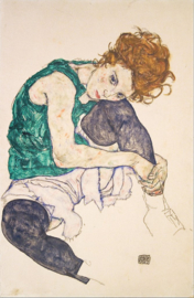 Schiele, Zittende vrouw met opgetrokken knie