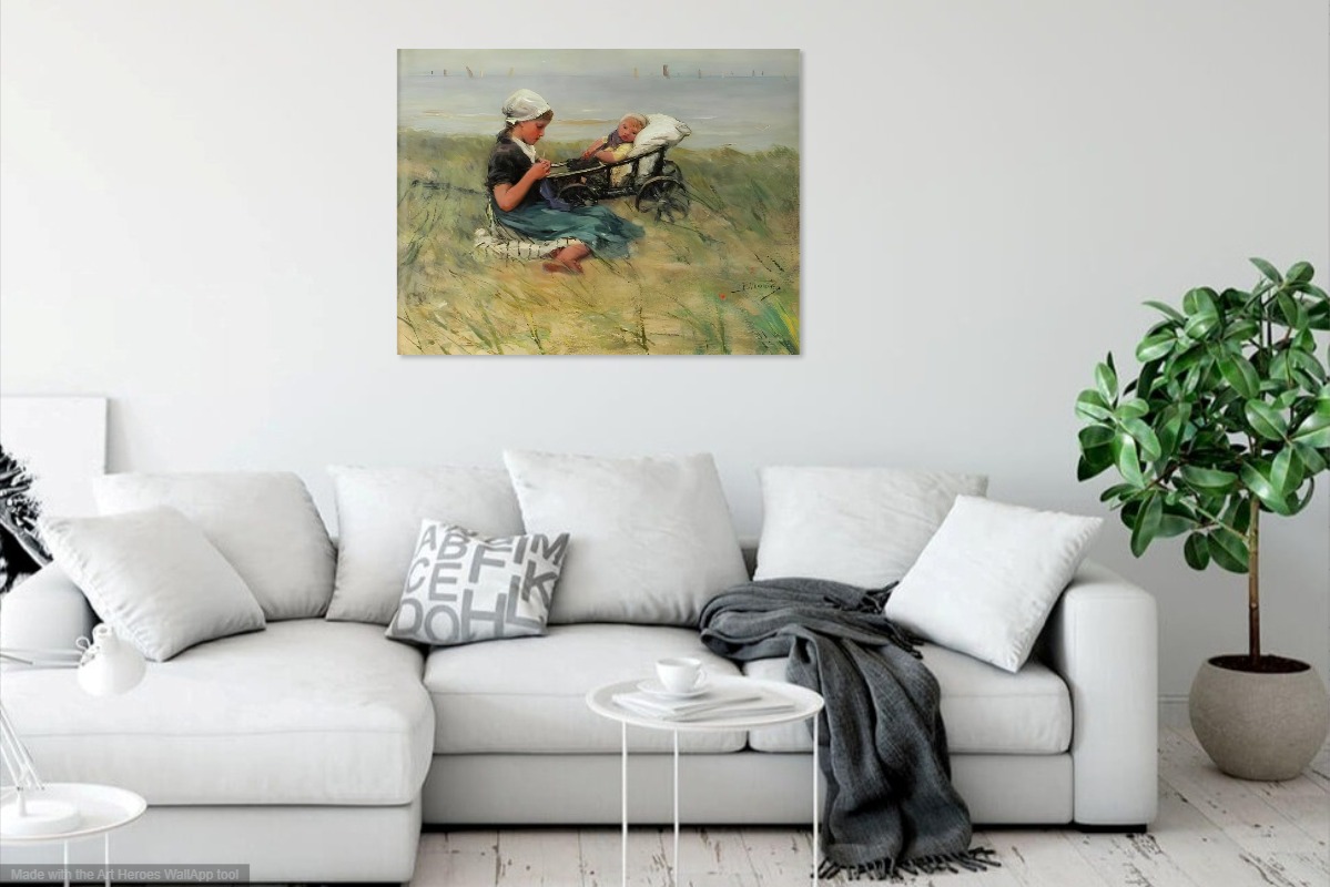 Blommers, Breiend meisje met zusje in de duinen