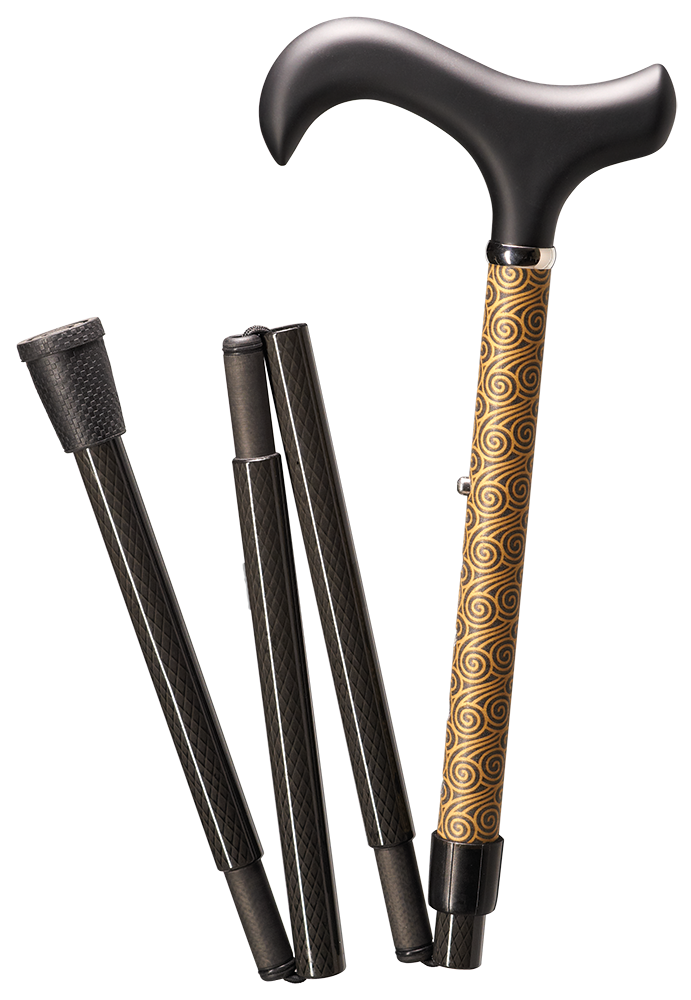 Opvouwbare wandelstok CARBON "REFLEKT GOLD" 85 - 95 cm