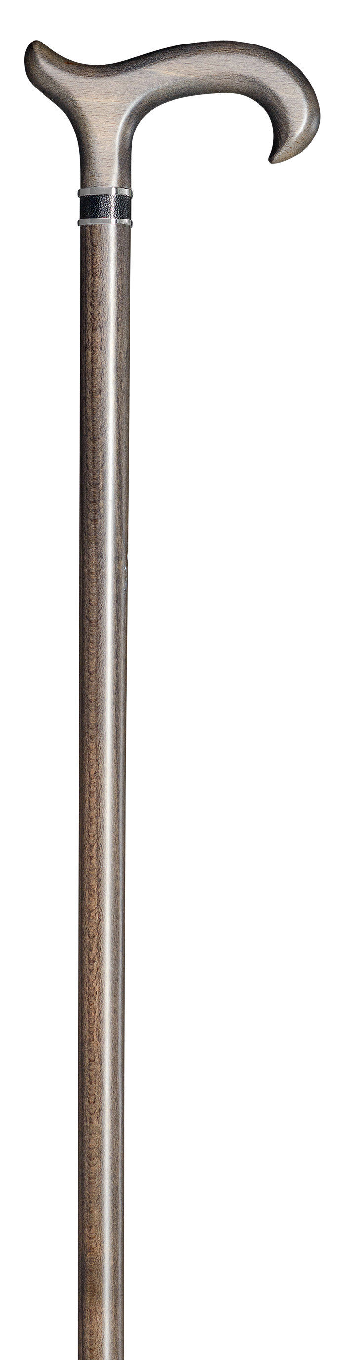 Elegante wandelstok met L-DERBY-handgreep – platingrijs