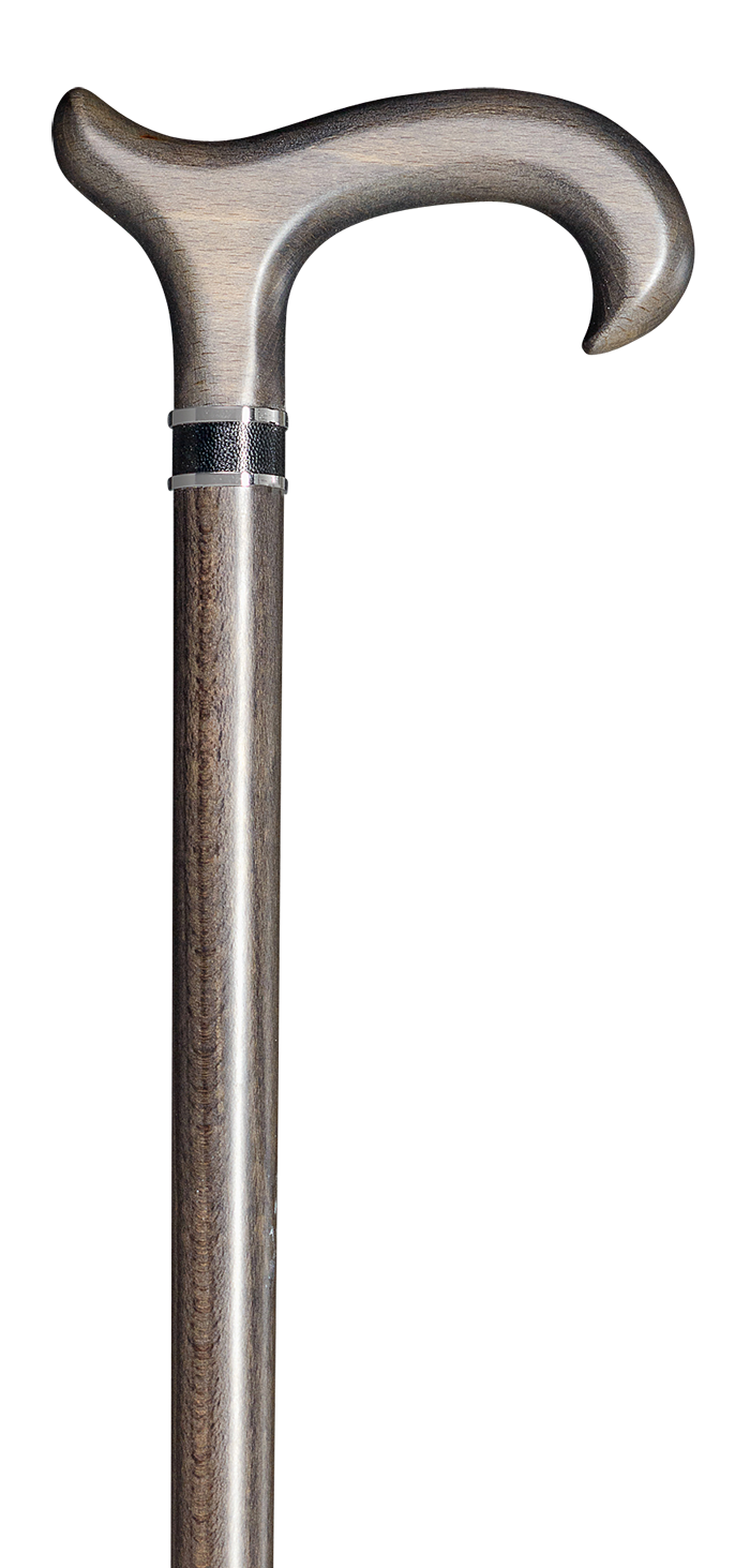Elegante wandelstok met L-DERBY-handgreep – platingrijs