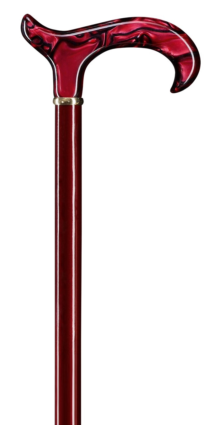 Wandelstok Acryl Derby-handgreep – Rubinrood Metallic