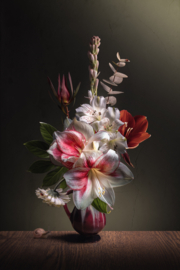 Amaryllis stilleven op canvas