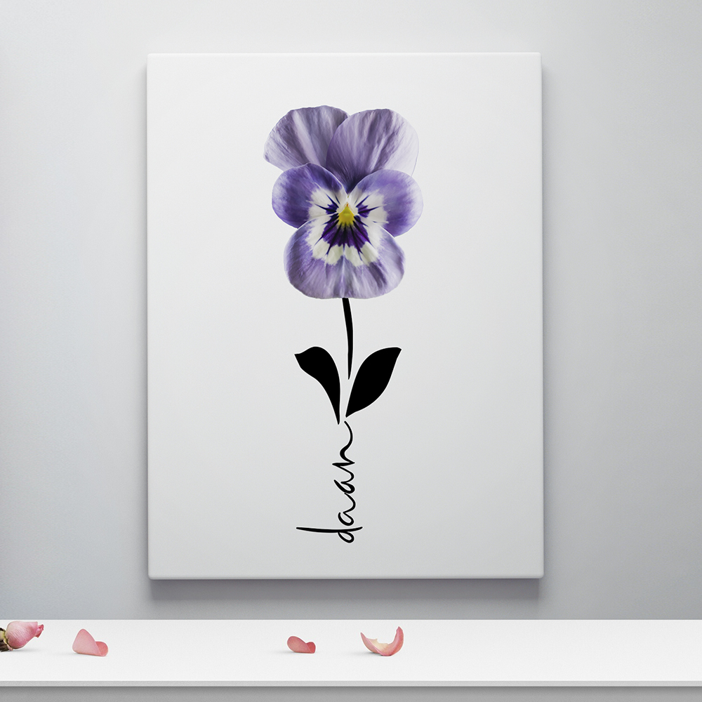 Geboortebloem februari op canvas