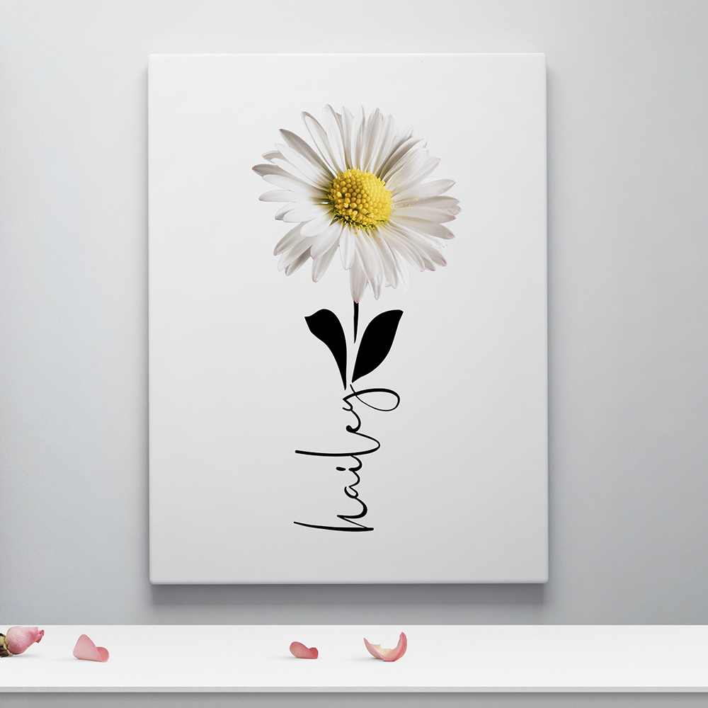Geboortebloem april op canvas