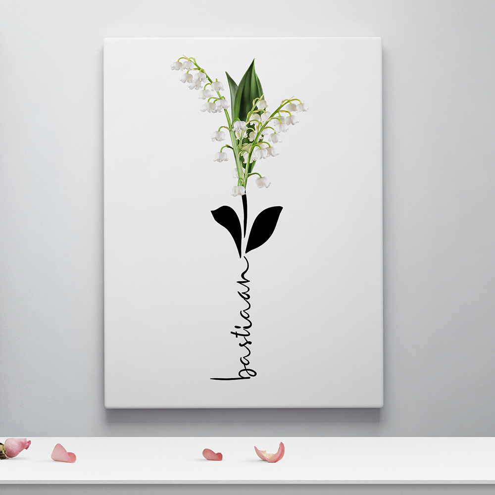 Geboortebloem mei op canvas