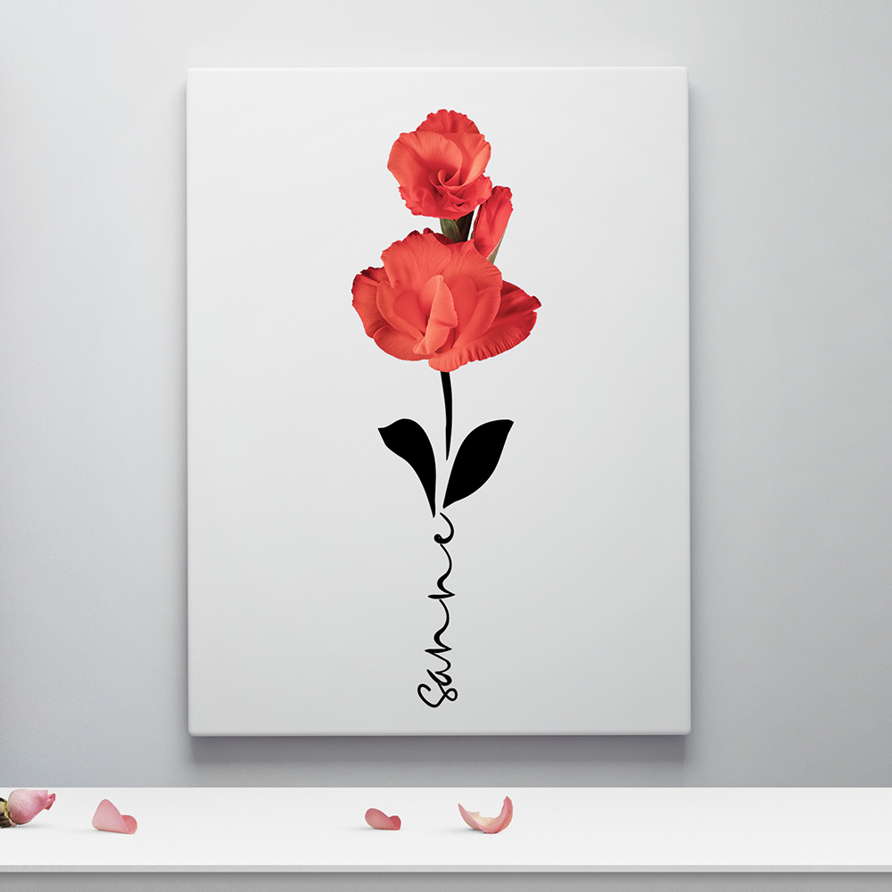 Geboortebloem augustus op canvas