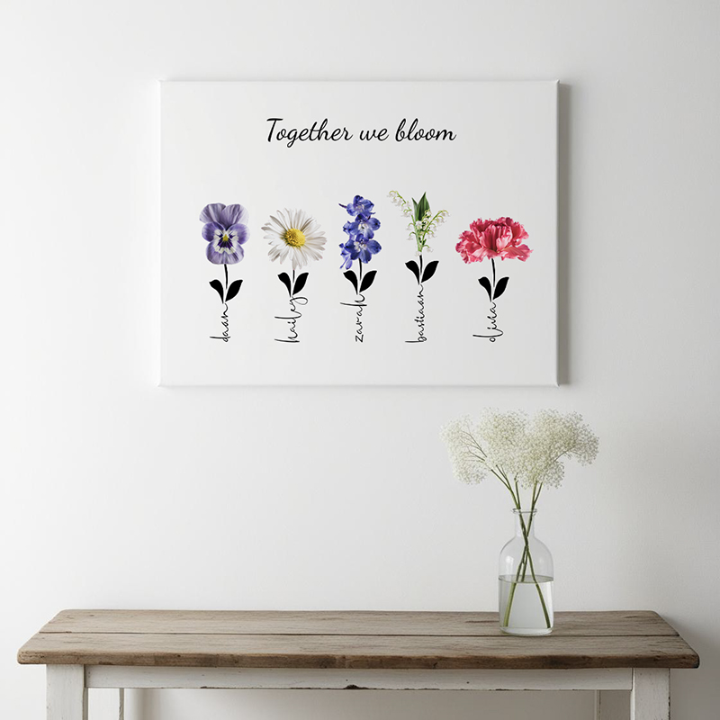 Familieboeket op canvas