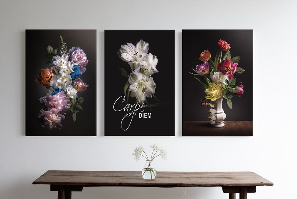 Bloemenkunst op canvas