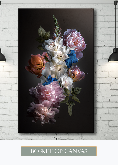 Boeket bloemen op canvas