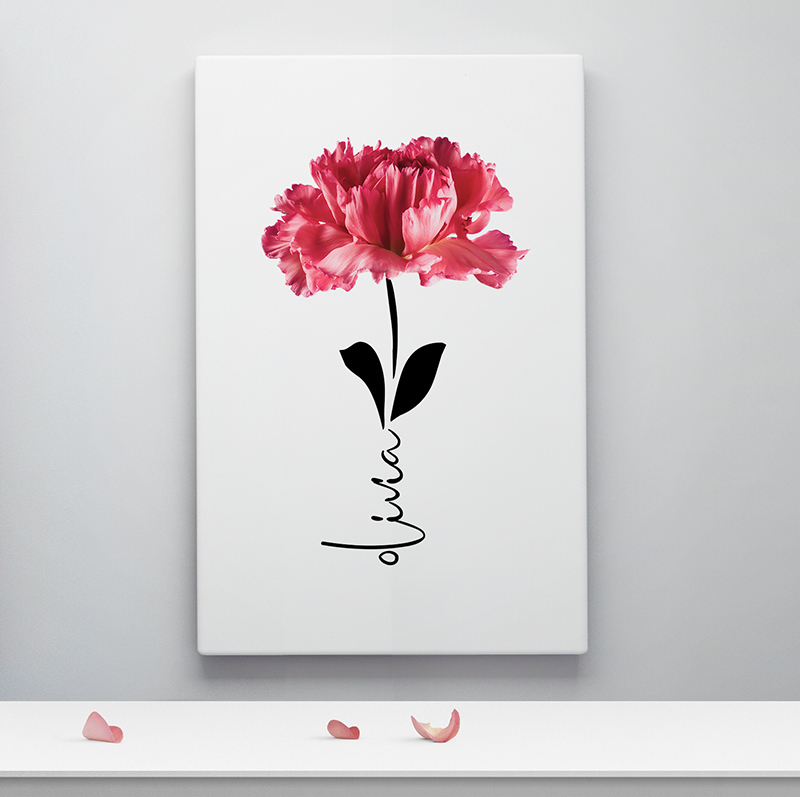 Geboortebloemen op canvas