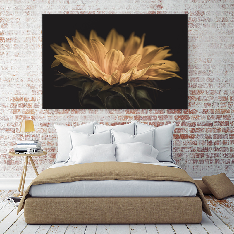Gele bloemen op canvas